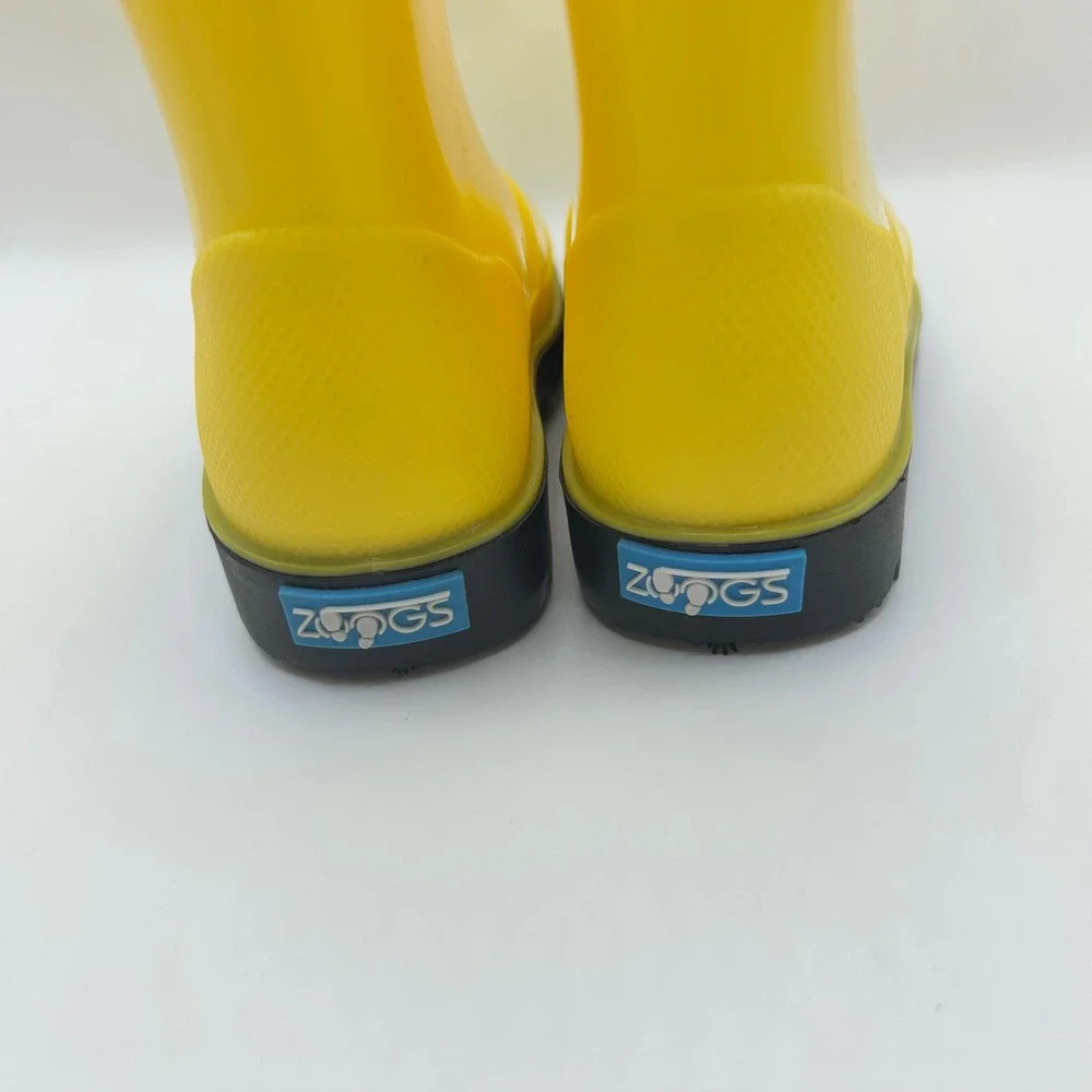 Zoogs Kids Yellow Rubber Rain Boots Waterproof Pull On Handles Toddler Size 5